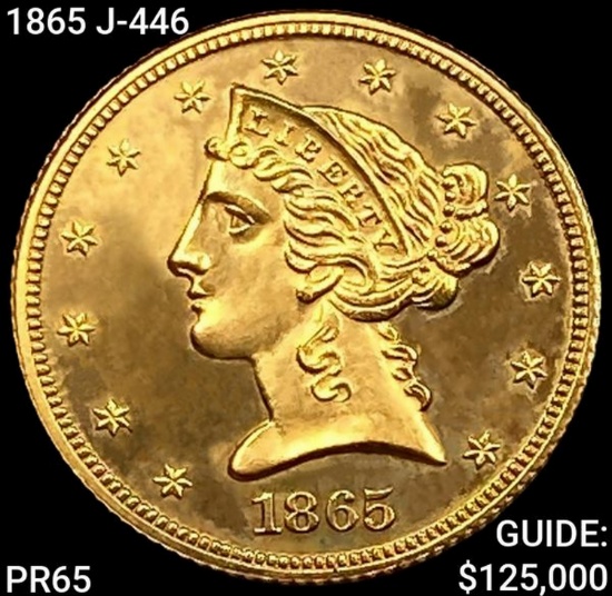 1865 J-446 $5 Gold Half Eagle