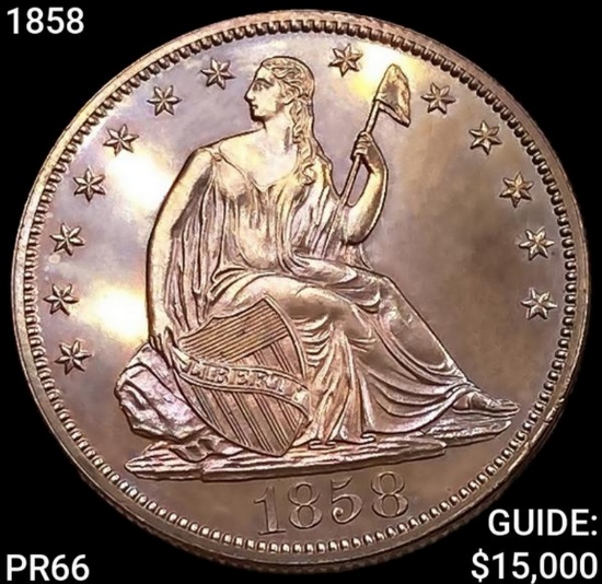 1858 Seated Liberty Half Dollar SUPERB GEM PROOF