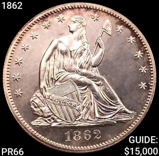1862 Seated Liberty Half Dollar SUPERB GEM PROOF