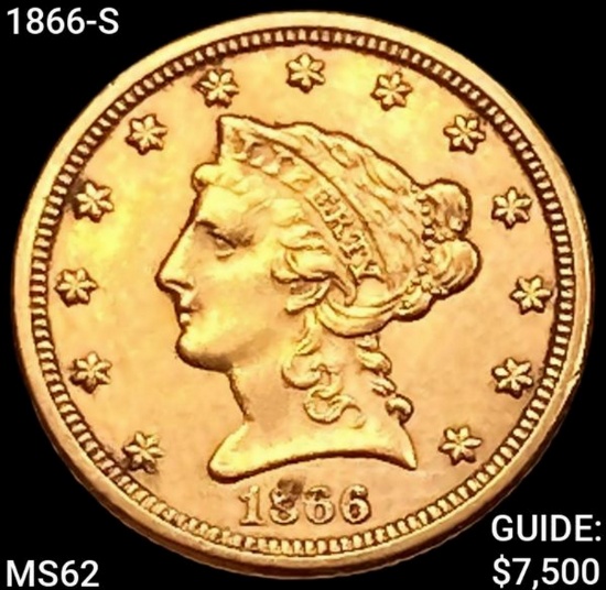 1866-S $2.50 Gold Quarter Eagle UNCIRCULATED