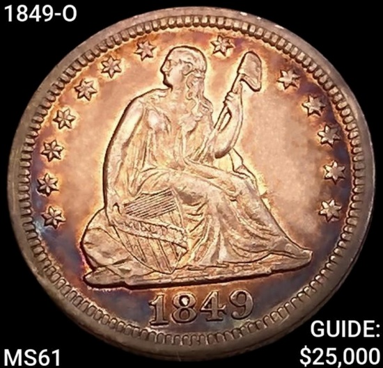 1849-O Seated Liberty Quarter UNCIRCULATED