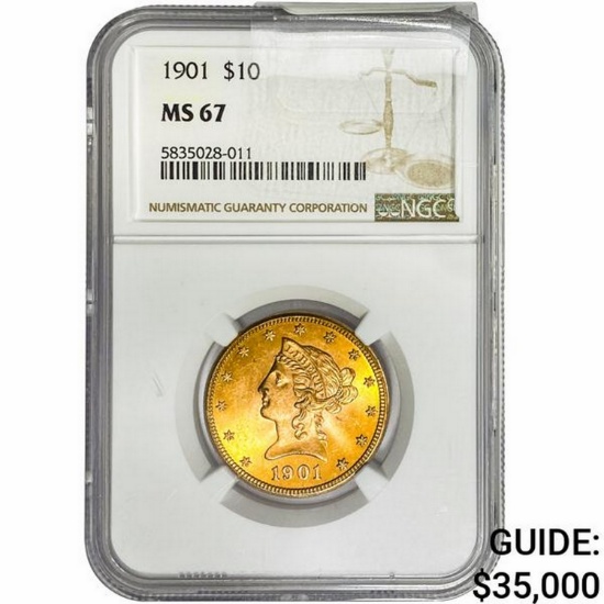 1901 $10 Gold Eagle NGC MS67