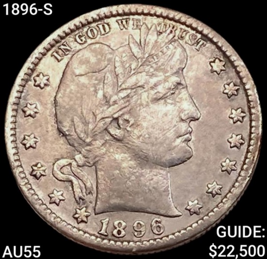 1896-S Barber Quarter HIGH GRADE