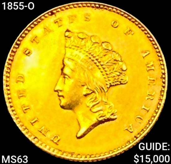 1855-O Rare Gold Dollar CHOICE BU