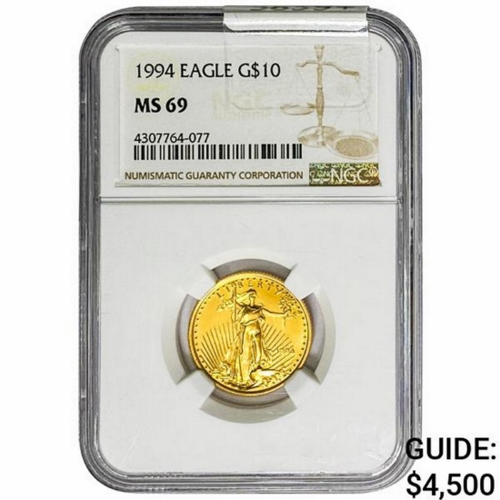 1994 1/4oz $10 AGE NGC MS69