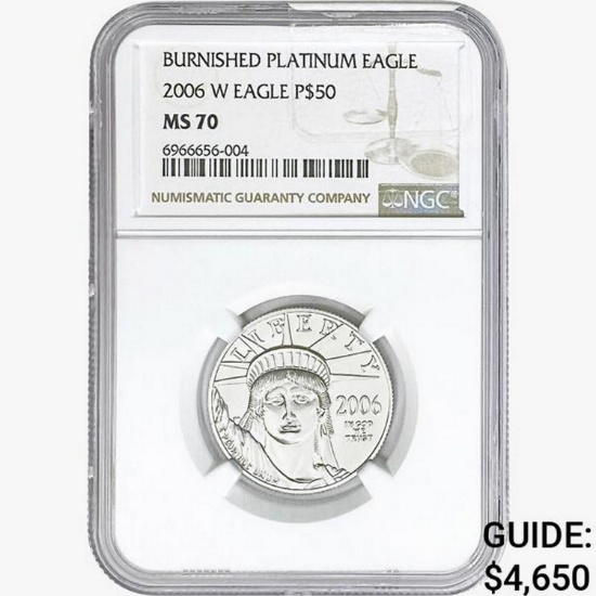 2006-W $50 1/2oz Burnished Platinum Eagle NGC MS70
