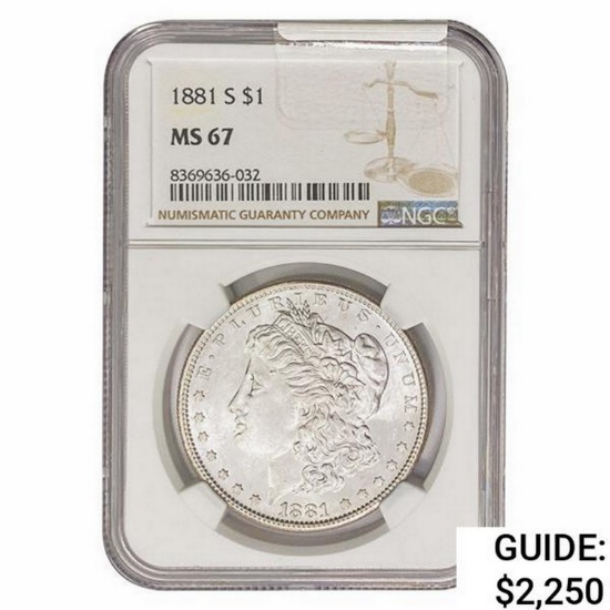 1881-S Morgan Silver Dollar NGC MS67