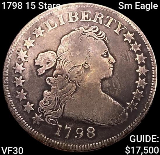 1798 15 Stars Sm Eagle Draped Bust Dollar LIGHTLY CIRCULATED