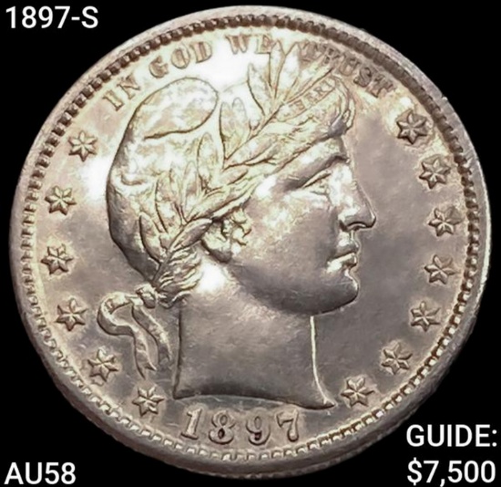 1897-S Barber Quarter CHOICE AU