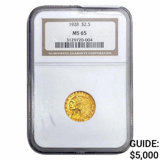 1928 $2.50 Gold Quarter Eagle NGC MS65