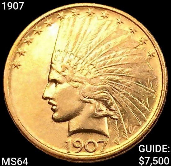 1907 $10 Gold Eagle CHOICE BU