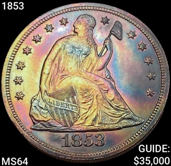1853 Seated Liberty Dollar CHOICE BU