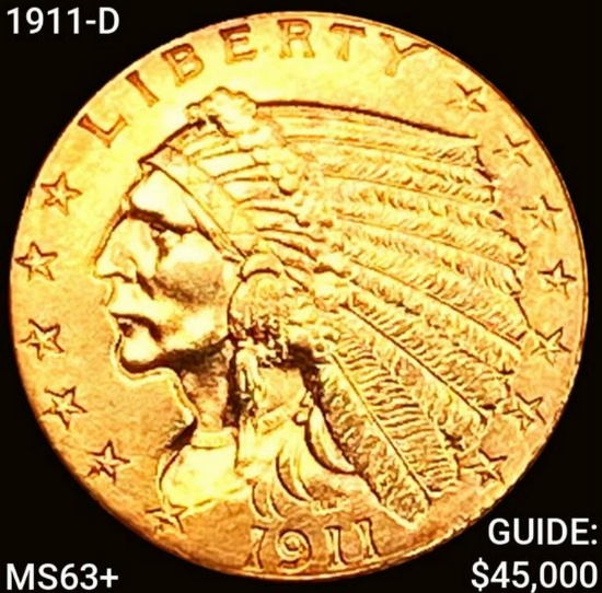 1911-D Strong D $2.50 Gold Quarter Eagle CHOICE BU