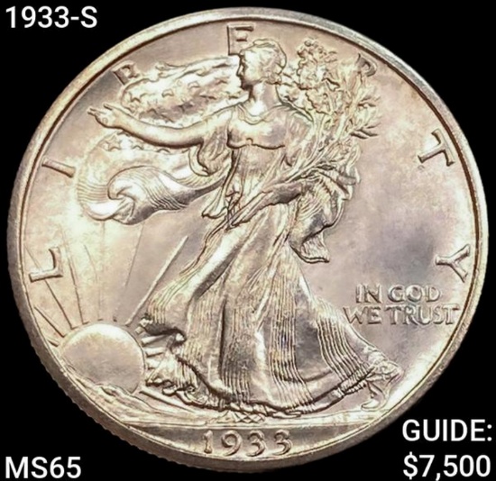 1933-S Walking Liberty Half Dollar GEM BU