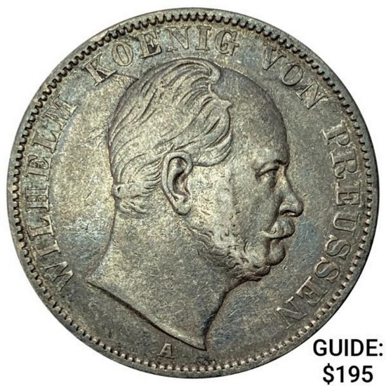 1865 Prussia Silver Thaler CLOSELY UNCIRCULATED