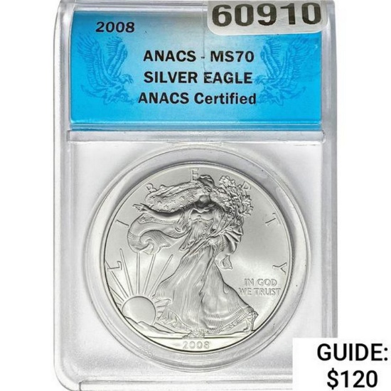 2008 Silver Eagle ANACS MS70