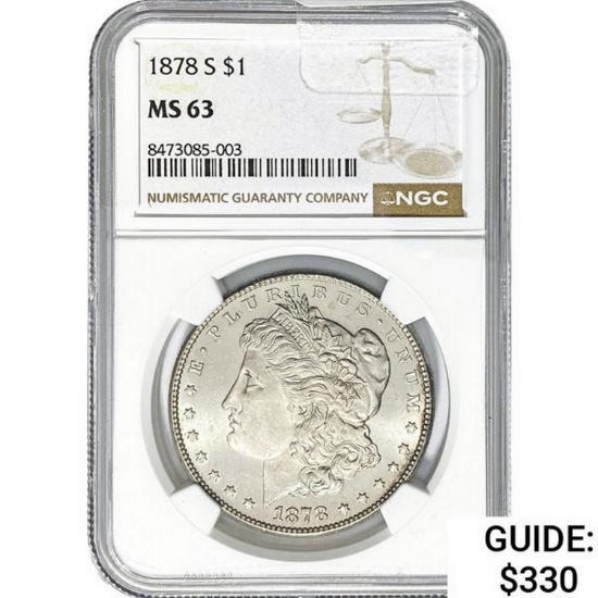 1878 S $1 Morgan Dollar NGC MS63
