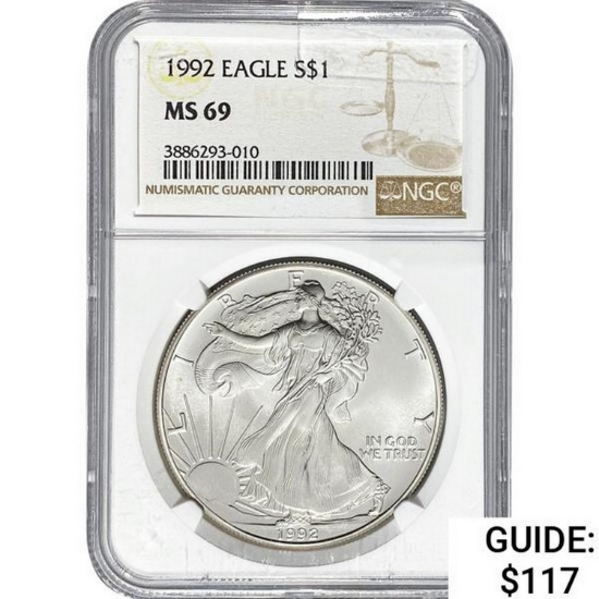 1992 Silver Eagle NGC MS69