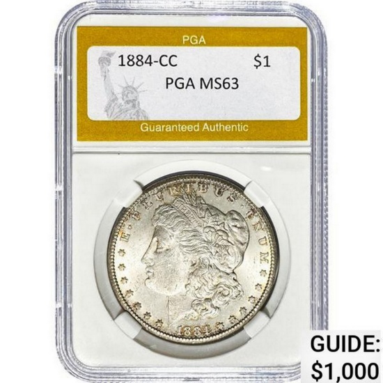 1884-CC Morgan Silver Dollar PGA MS63 MS63