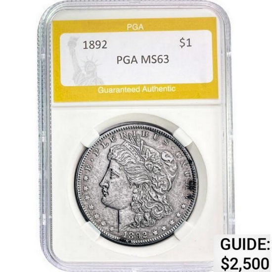 1892 Morgan Silver Dollar PGA MS63 MS63