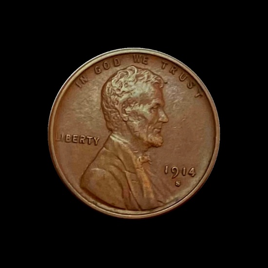 1914-S Lincoln Wheat Cent ABOUT UNCIRCULATED