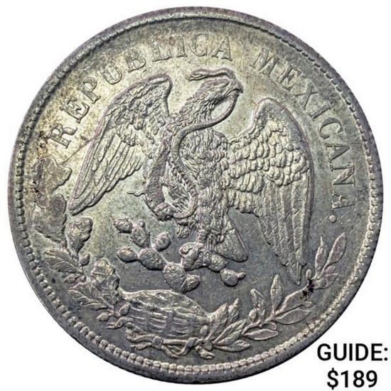 1899Zs FZ Mexico Silver Peso CHOICE AU