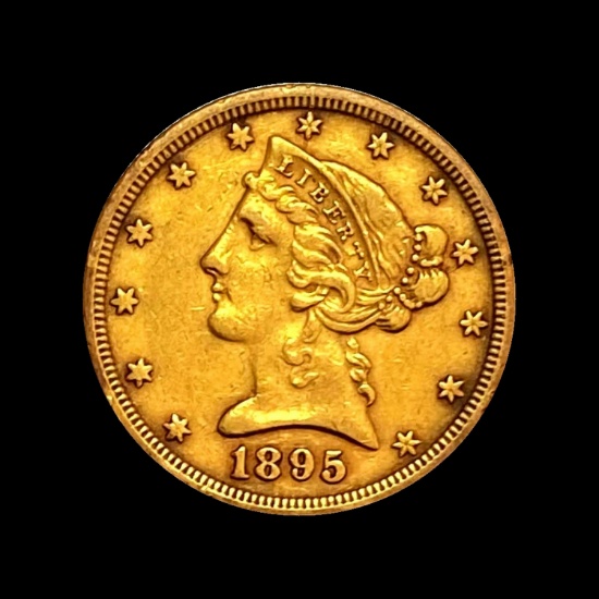 1895 Liberty Head Half Eagle $5 ABOUT UNCIRCULATED