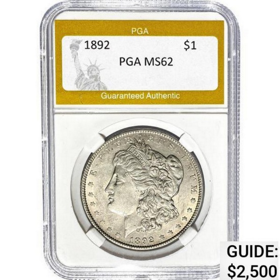 1892 Morgan Silver Dollar PGA MS62 MS62