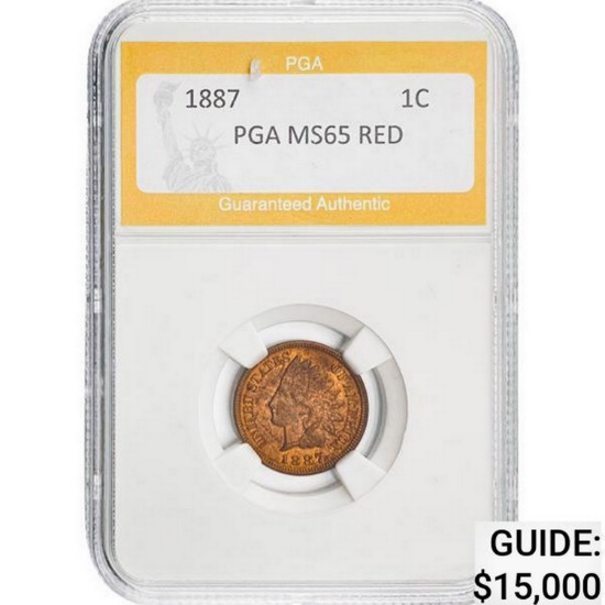 1887 Indian Head Cent PGA MS65 RED MS65
