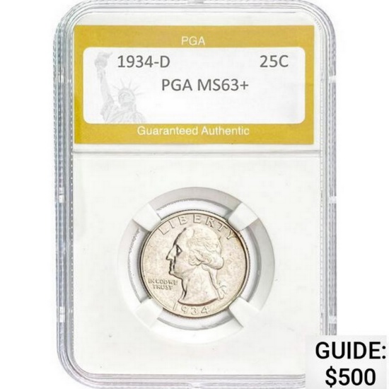 1934-D Washington Quarter PGA MS63+ MS63+