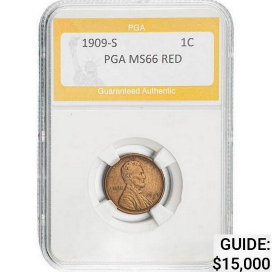 1909-S Lincoln Cent PGA MS66 RED MS66