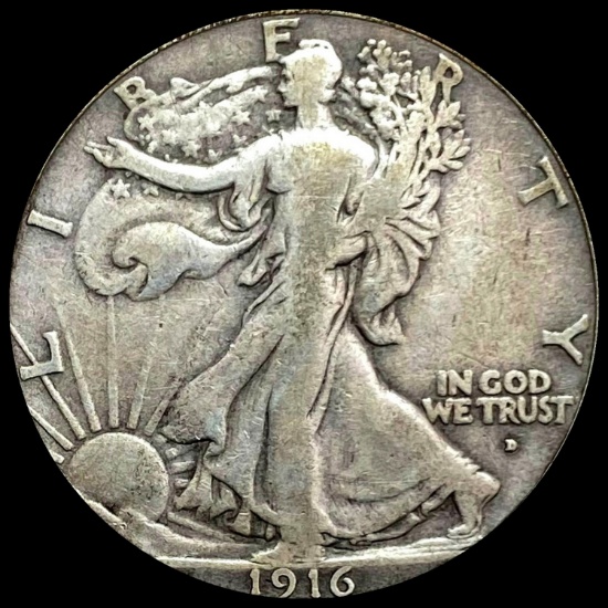 1916-D Walking Liberty Half Dollar LIGHTLY CIRCULATED