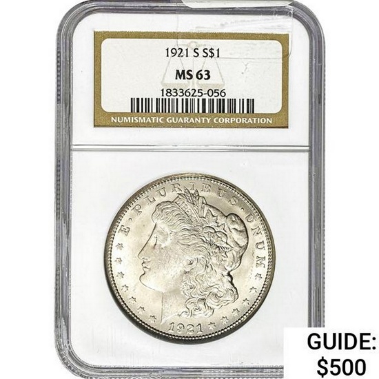 1921-S Morgan Dollar NGC MS63 SILVER