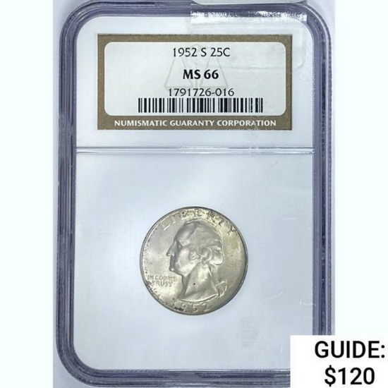 1952 S 25C NGC MS66 SILVER