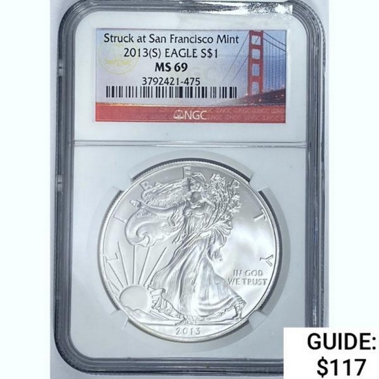 2013 (S) Silver Eagle NGC MS69