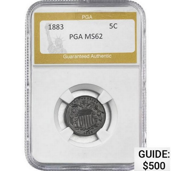 1883 Shield Nickel PGA MS62