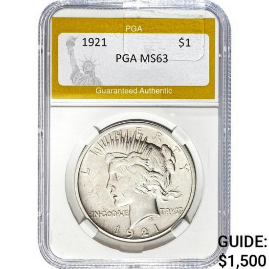 1921 Peace Dollar PGA MS63