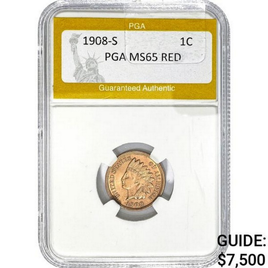 1908-S Indian Head Cent PGA MS65 RED