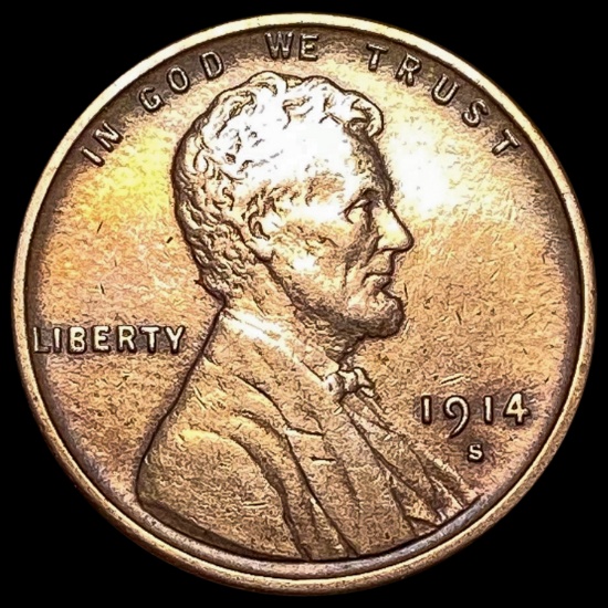 1914-S Lincoln Wheat Cent CHOICE AU