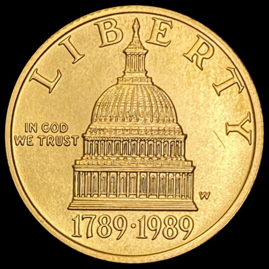 1989-W Congress Bicentennial $5 Gold .2419oz AGW SUPERB GEM B