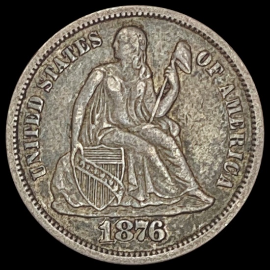 1876-CC Seated Liberty Dime NEARLY UNCIRCULATED