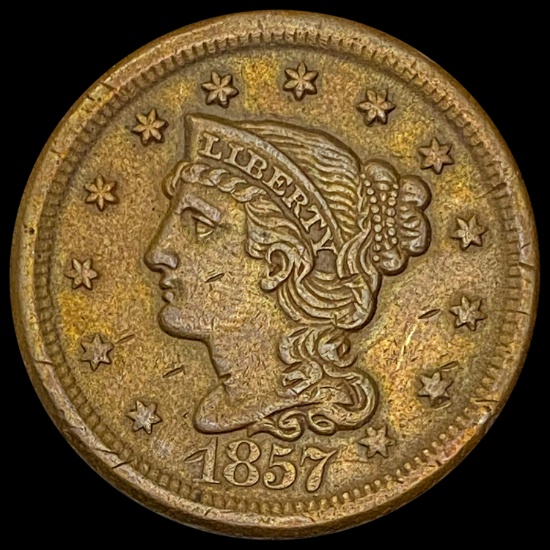 1857 Braided Hair Large Cent CLOSELY UNCIRCULATED CLOSELY UNCIRCULATED