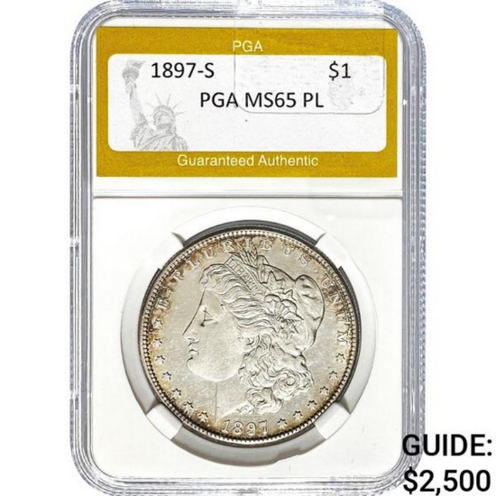 1897-S Morgan Silver Dollar PGA MS65 PL