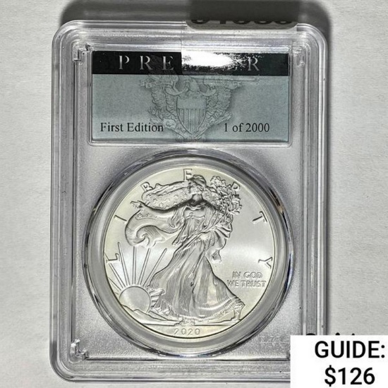 2020 Silver American Eagle Premier First Edition MS70