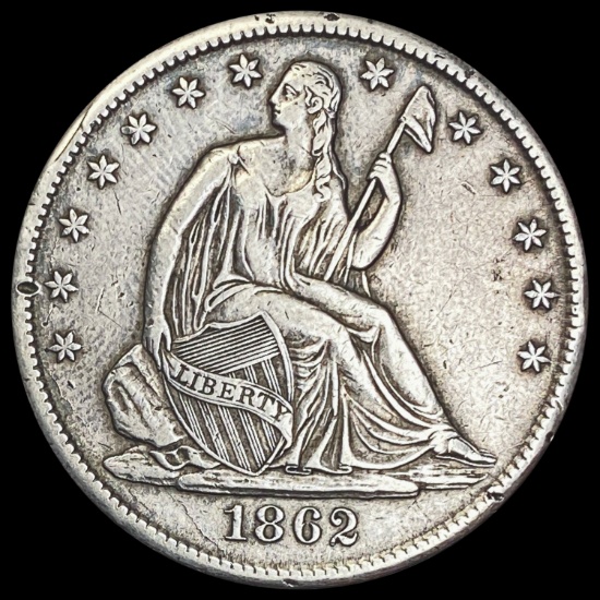 1862-S Seated Liberty Half Dollar CLOSELY UNCIRCUL CLOSELY UNCIRCULATED