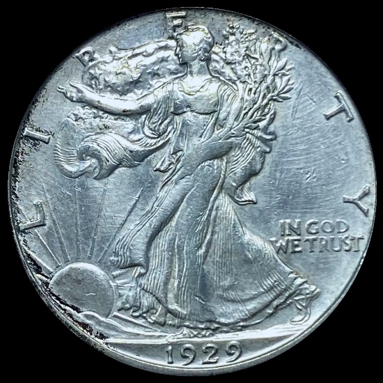 1929-S Silver Walking Liberty Half Dollar CHOICE AU