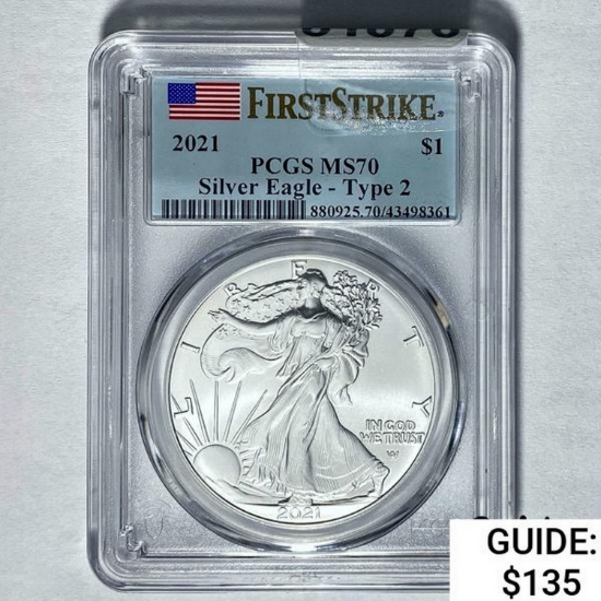 2021 Silver Eagle Type 2 PCGS MS70