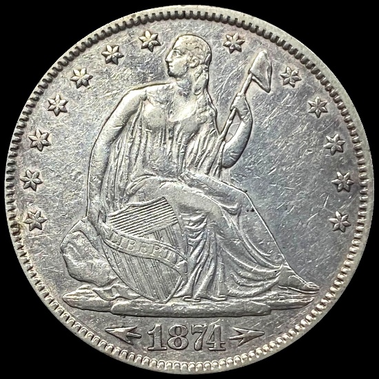 1874 Arrows Seated Liberty Half Dollar CLOSELY UNCIRCULATED