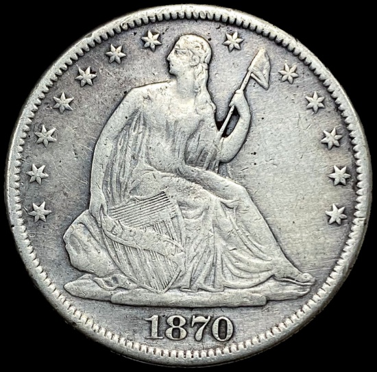 1870 Seated Liberty Half Dollar LIGHTLY CIRCULATED