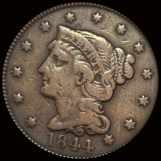 1844 Braided Hair Large Cent LIGHTLY CIRCULATED